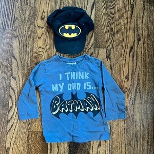 Batman baseball cap and long sleeve t-shirt